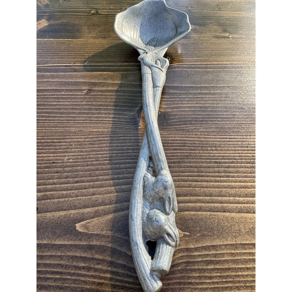 Arthur Court Bunny Rabbit Salad Serving Set Spoon Fork Aluminum Vintage 1991